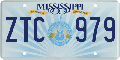 MS license plate ZTC979