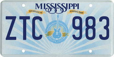 MS license plate ZTC983