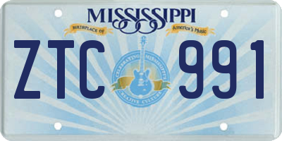 MS license plate ZTC991