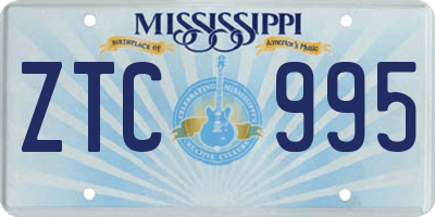 MS license plate ZTC995
