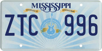 MS license plate ZTC996