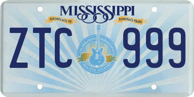 MS license plate ZTC999