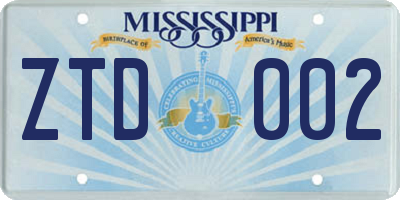 MS license plate ZTD002