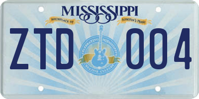 MS license plate ZTD004