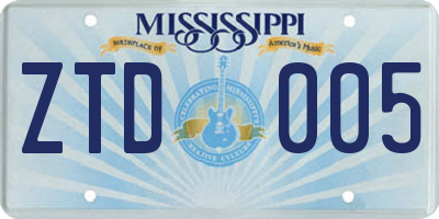 MS license plate ZTD005