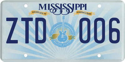 MS license plate ZTD006