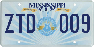 MS license plate ZTD009