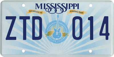 MS license plate ZTD014