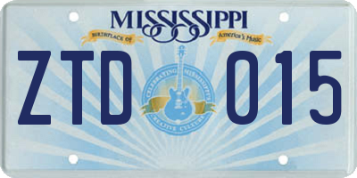 MS license plate ZTD015