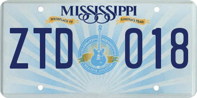 MS license plate ZTD018