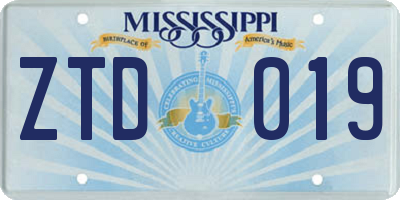 MS license plate ZTD019