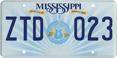 MS license plate ZTD023