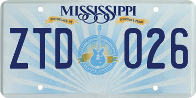 MS license plate ZTD026