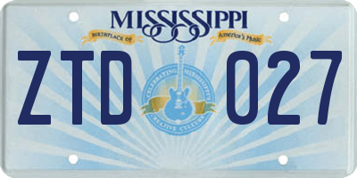 MS license plate ZTD027