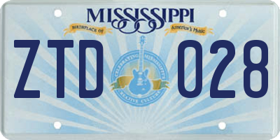 MS license plate ZTD028