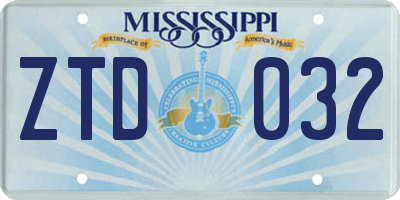 MS license plate ZTD032