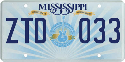 MS license plate ZTD033