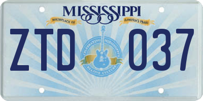 MS license plate ZTD037