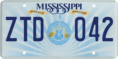 MS license plate ZTD042