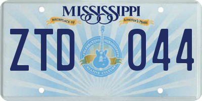 MS license plate ZTD044