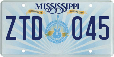MS license plate ZTD045