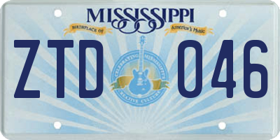 MS license plate ZTD046