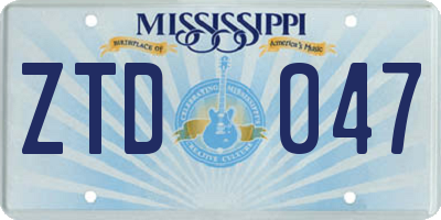 MS license plate ZTD047