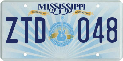 MS license plate ZTD048