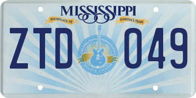 MS license plate ZTD049