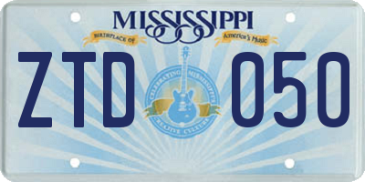 MS license plate ZTD050