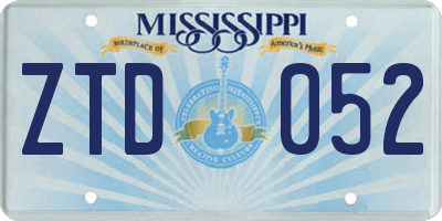 MS license plate ZTD052