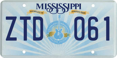 MS license plate ZTD061