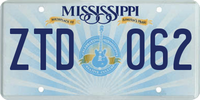 MS license plate ZTD062