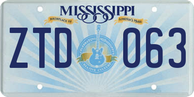 MS license plate ZTD063