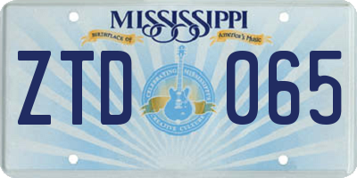 MS license plate ZTD065