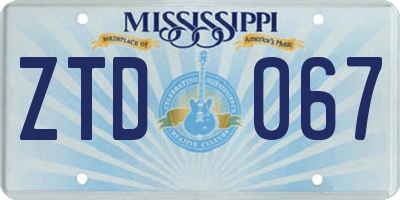 MS license plate ZTD067