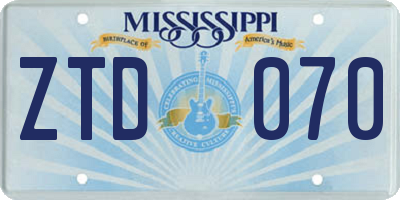 MS license plate ZTD070