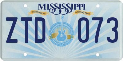MS license plate ZTD073
