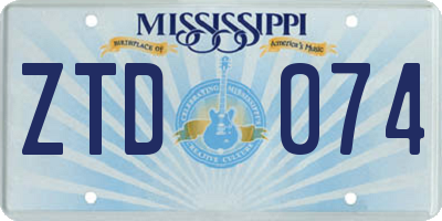 MS license plate ZTD074