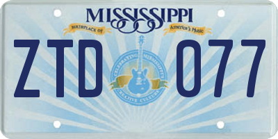 MS license plate ZTD077