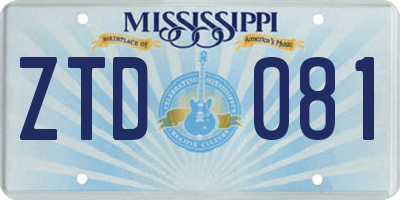 MS license plate ZTD081