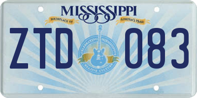 MS license plate ZTD083