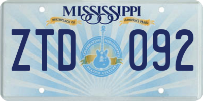 MS license plate ZTD092