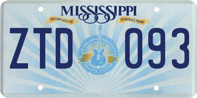 MS license plate ZTD093