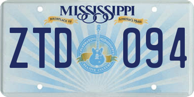 MS license plate ZTD094