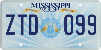 MS license plate ZTD099