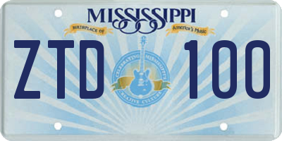 MS license plate ZTD100