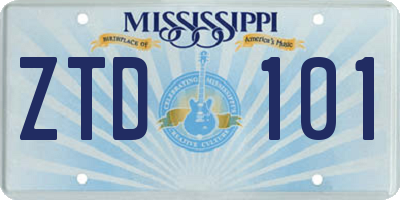 MS license plate ZTD101