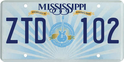 MS license plate ZTD102
