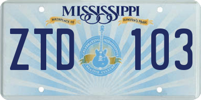 MS license plate ZTD103
